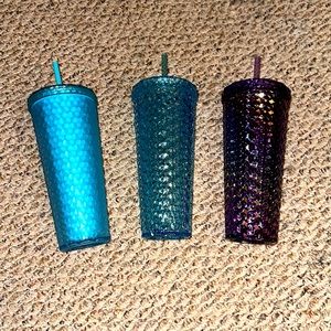 Textured Studded Tumblers in Blue, Matte blue, and purple holographic!